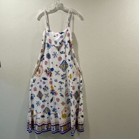 ANTHROPOLOGIE +Label of Love "Portofino" Maxi Sundress Floral White/Blue Women M - Picture 3 of 13